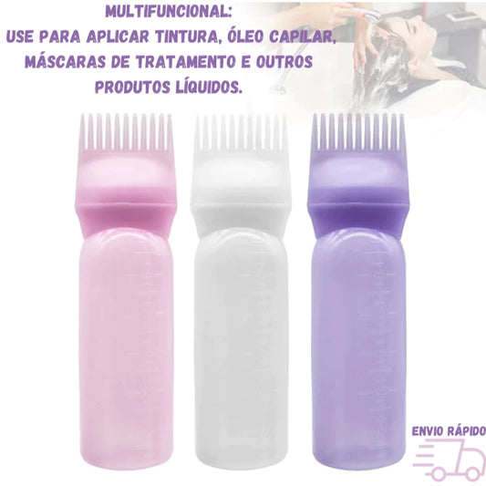 Frasco Aplicador de Tintura e Óleo Capilar com Pente - Cores Sortidas | 1 un