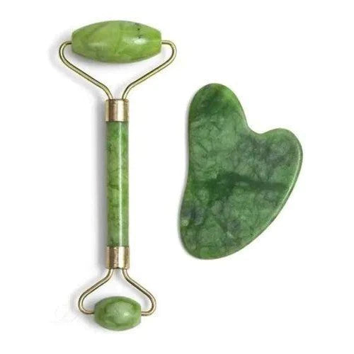 Massageador Facial Roller Pedra Gua Sha Jade Anti Rugas