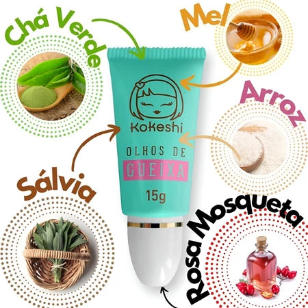 Creme Hidratante Facial Pele de Porcelana Kokeshi Rosa Mosqueta e Extrato de Arroz | 30g