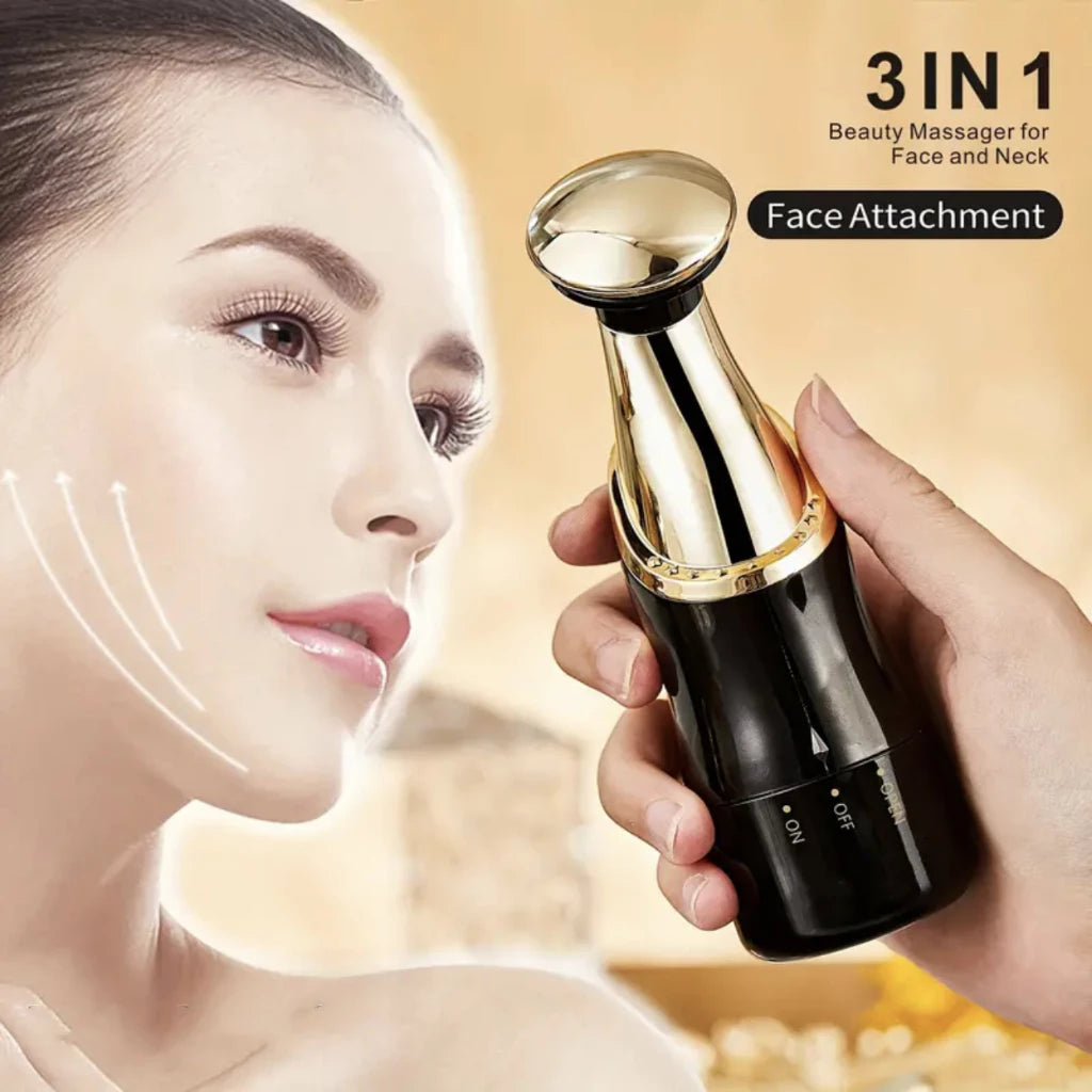 Massageador Facial 3 em 1 – Microcorrente, Vibração Sônica e Luz LED Antirrugas