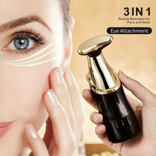 Massageador Facial 3 em 1 – Microcorrente, Vibração Sônica e Luz LED Antirrugas