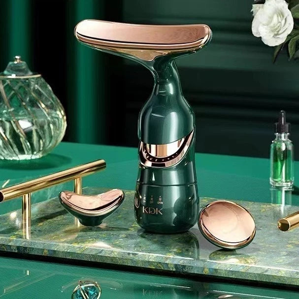 Massageador Facial 3 em 1 – Microcorrente, Vibração Sônica e Luz LED Antirrugas