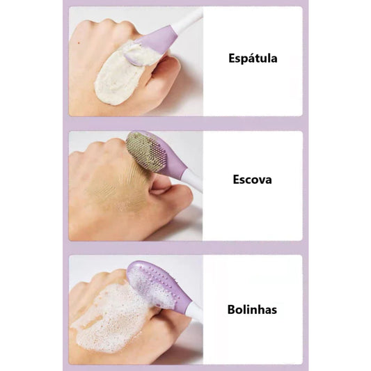 Kit Pincel de Silicone para Máscara Facial e Esfoliação
