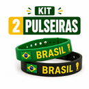 Kit Pulseiras Brasil Copa do Mundo Unissex Ajustável
