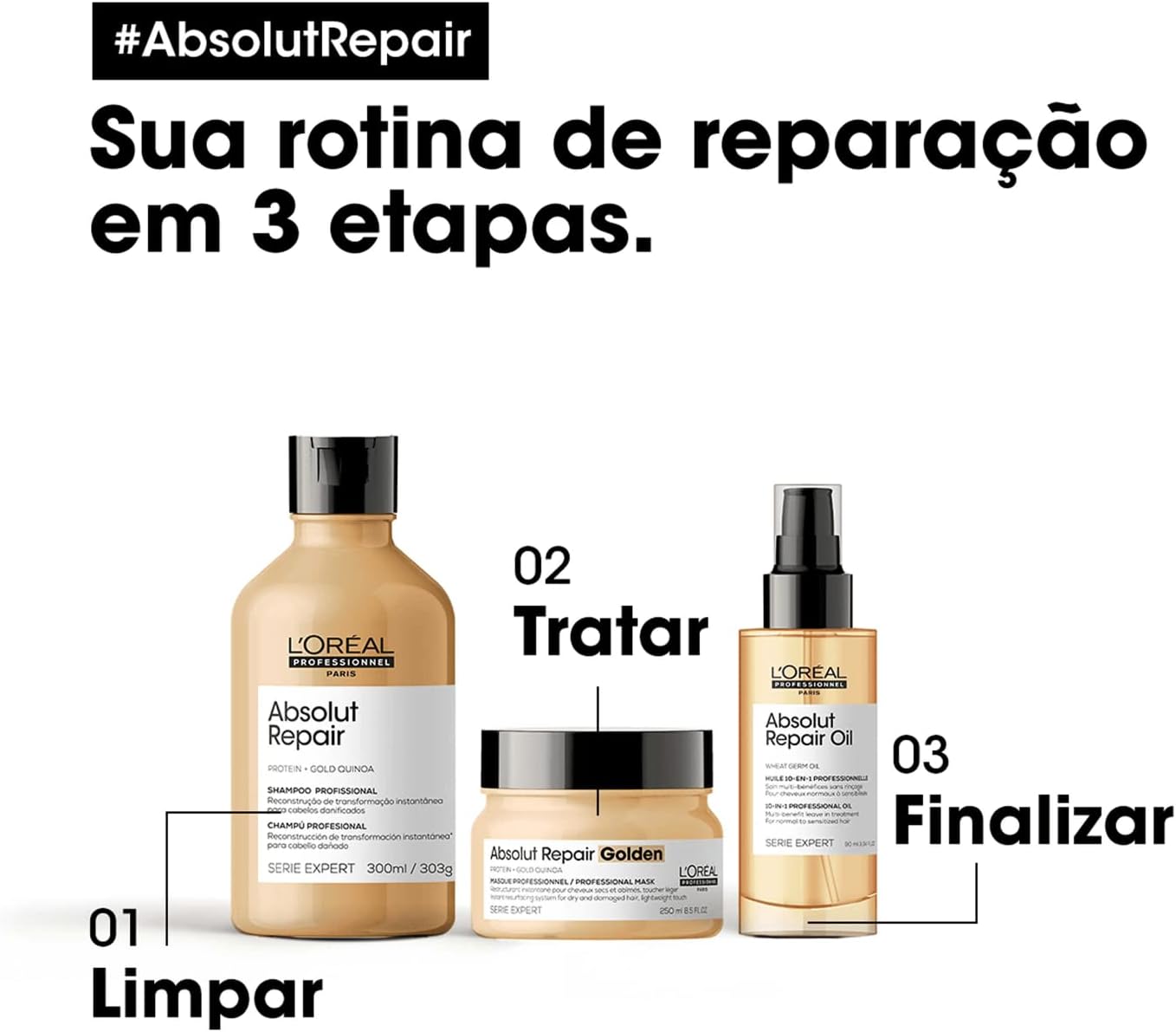 Máscara de Reparação L'Oréal Professionnel Serie Expert Absolut Repair Gold Quinoa | 250g
