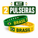 Kit Pulseiras Brasil Copa do Mundo Unissex Ajustável