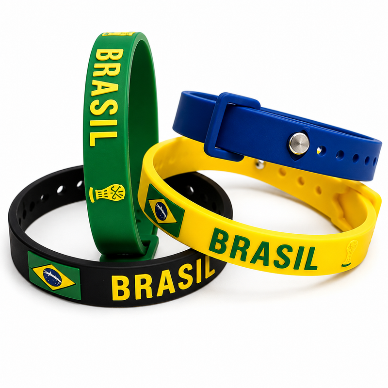 Kit Pulseiras Brasil Copa do Mundo Unissex Ajustável