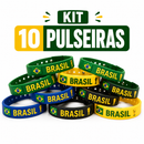 Kit Pulseiras Brasil Copa do Mundo Unissex Ajustável