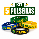 Kit Pulseiras Brasil Copa do Mundo Unissex Ajustável