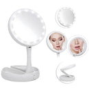 Espelho de Maquiagem LED 360º Portátil Redondo